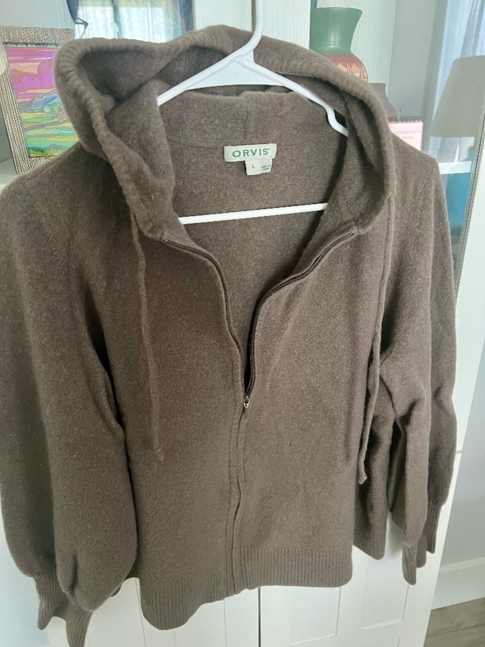 Orvis Brown cashmere hoodie, Size L